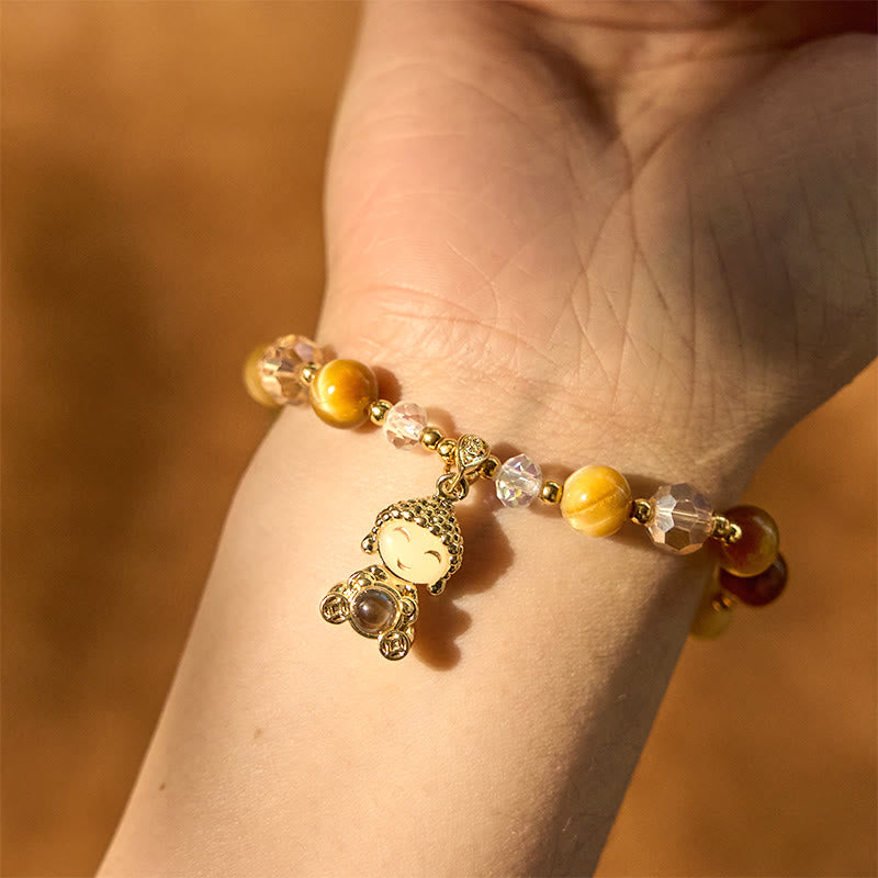 Wear FengShui Yellow Tiger Eye Meditation Buddha Protection Bracelet