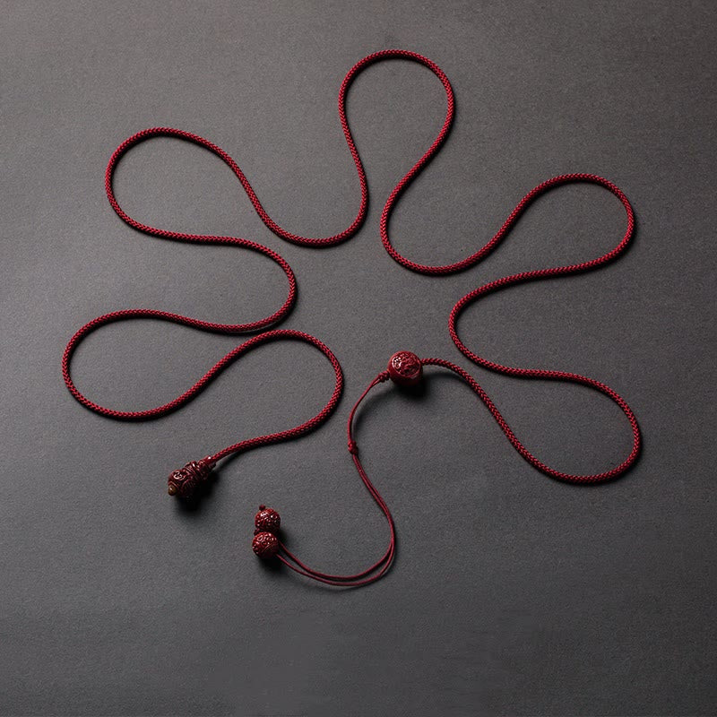 Wear FengShui Natural Cinnabar Chinese Zodiac Gourd Calm Blessing Red String Belly Chain