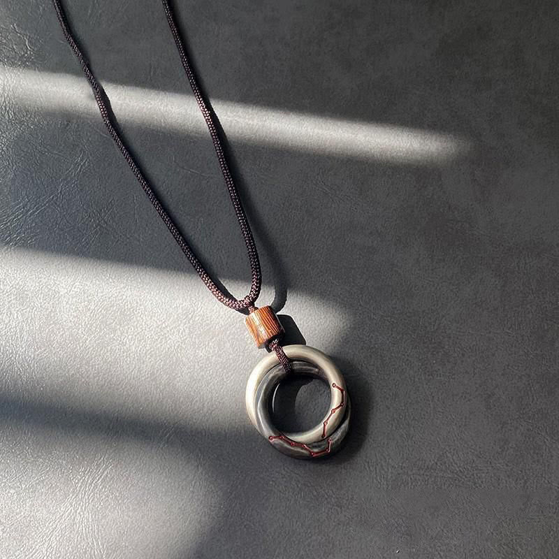 Wear FengShui Copper Qiankun Hoop Big Dipper Luck Necklace Pendant
