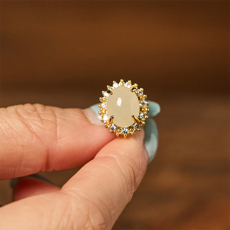 Wear FengShui Natural Hetian Jade Egg Copper Prosperity Earrings