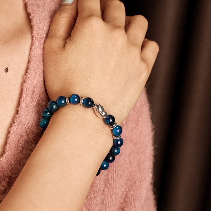 Wear FengShui Blue Green Red Tiger Eye Buddha Head Balance Bracelet