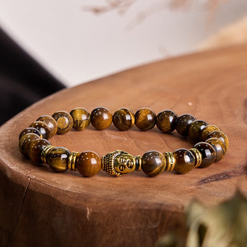 Wear FengShui Blue Green Red Tiger Eye Buddha Head Balance Bracelet