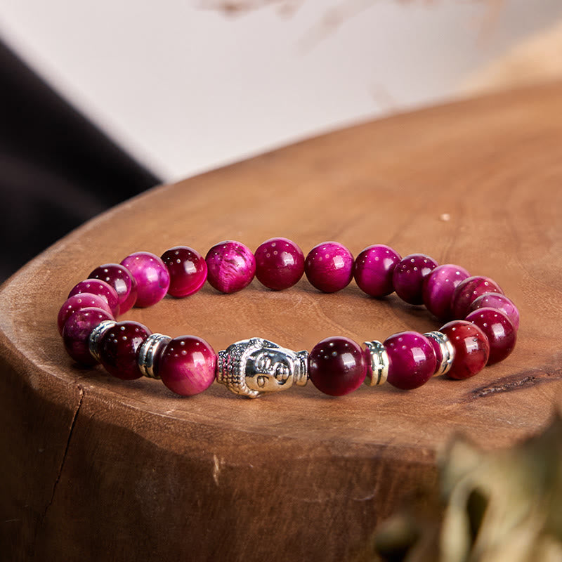 Wear FengShui Blue Green Red Tiger Eye Buddha Head Balance Bracelet
