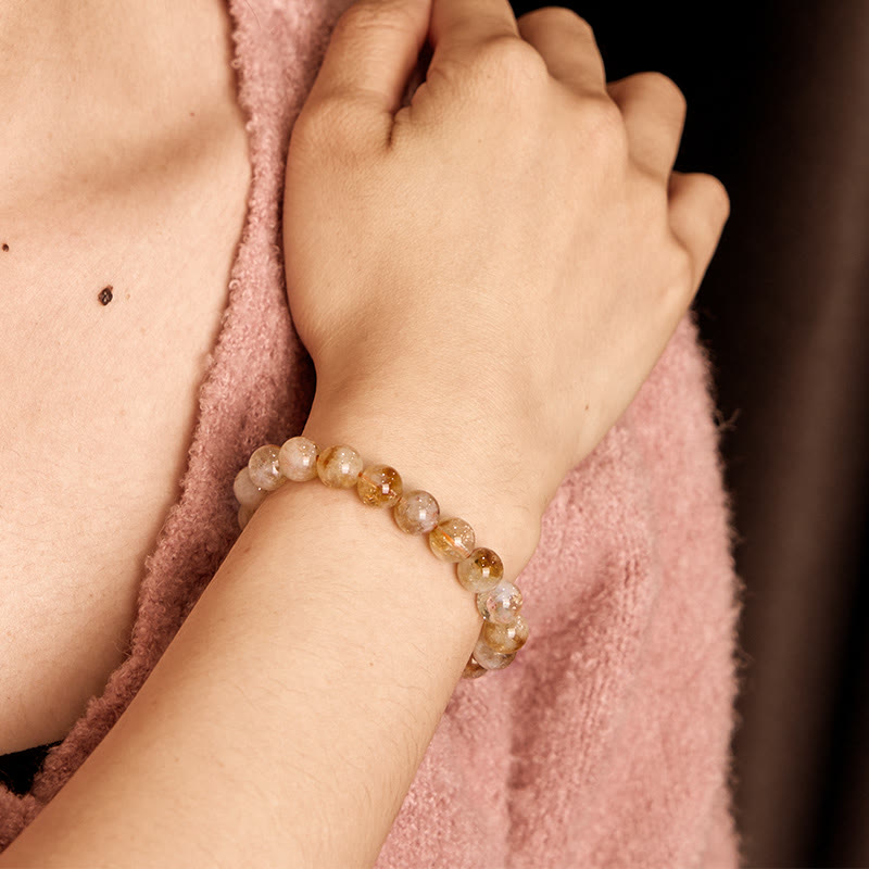 Wear FengShui Natural Citrine Snowflake Crystal Prosperity Bracelet