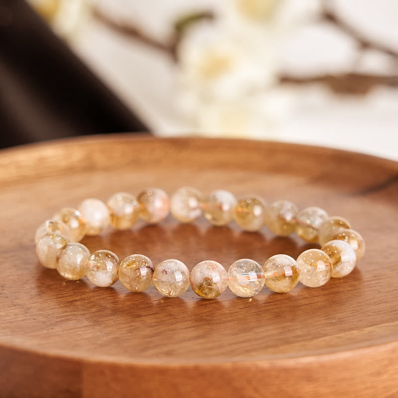 Wear FengShui Natural Citrine Snowflake Crystal Prosperity Bracelet