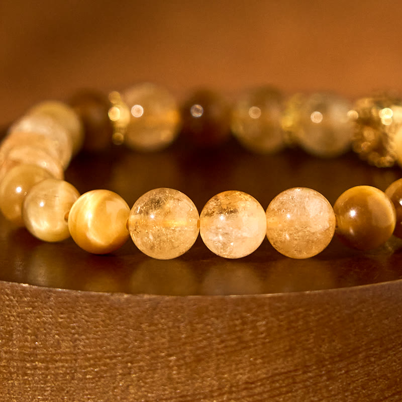 Wear FengShui Citrine Tiger Eye Red Agate Generosity Bracelet