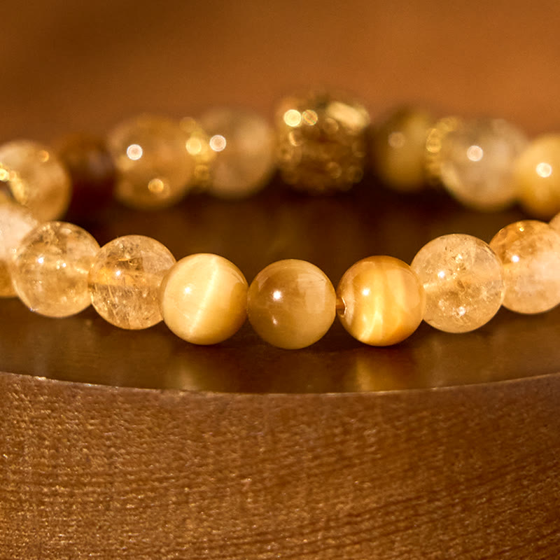 Wear FengShui Citrine Tiger Eye Red Agate Generosity Bracelet