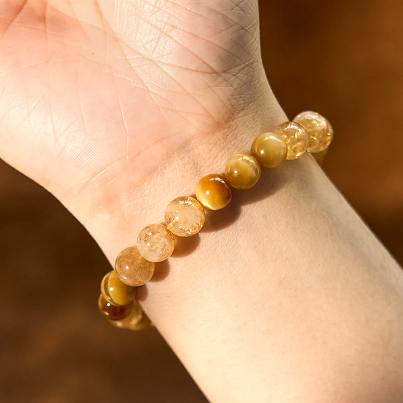 Wear FengShui Citrine Tiger Eye Red Agate Generosity Bracelet