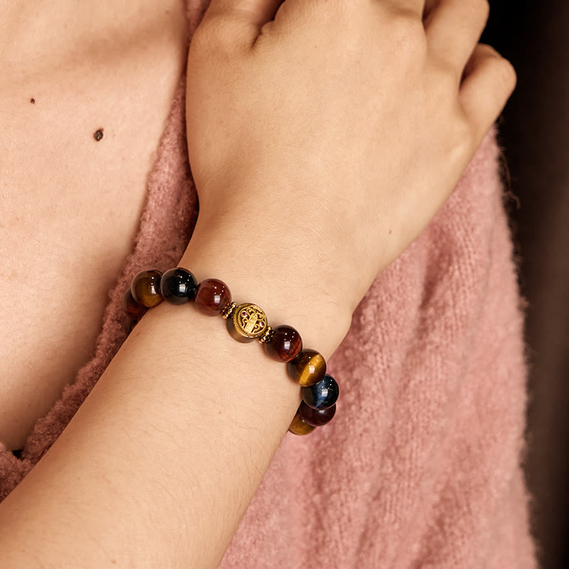 Wear FengShui Tiger Eye Stone Beads Protection Courage Bracelet