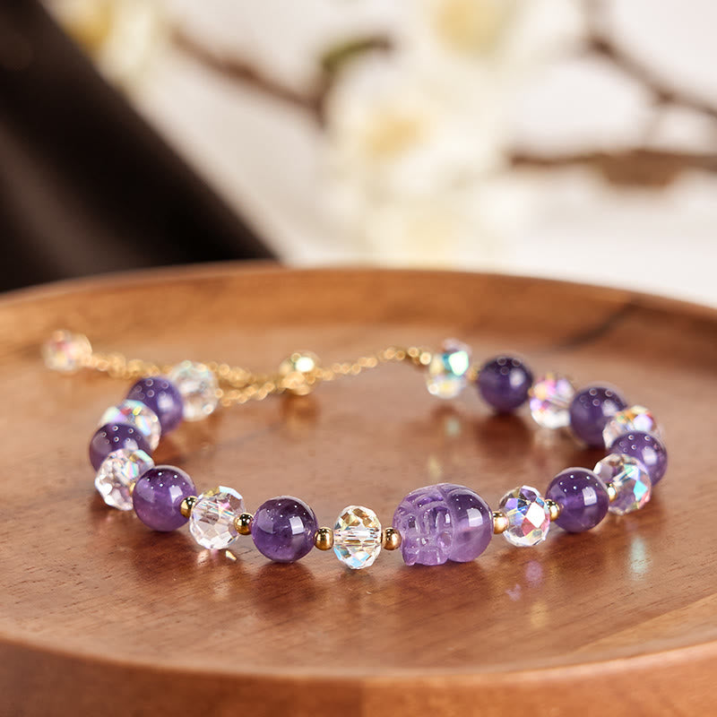 Wear FengShui Natural Amethyst Pixiu Crystal Balance Bracelet