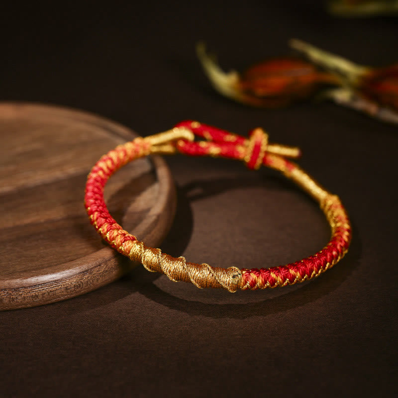 Wear FengShui Tibetan Colorful Gold Thread Dragon Scale Knot Protection Braided Bracelet