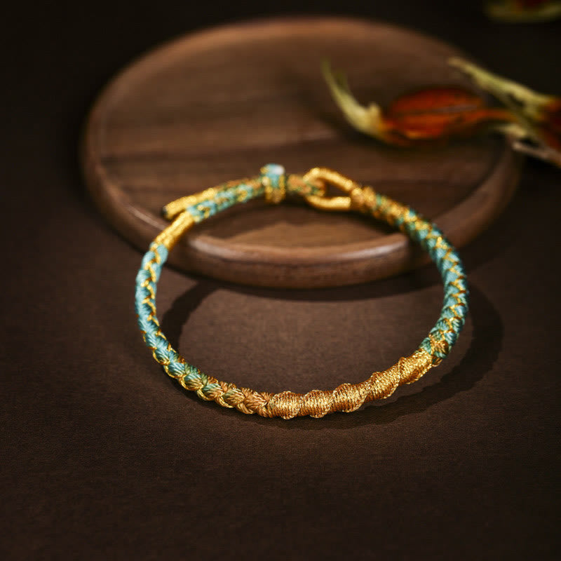 Wear FengShui Tibetan Colorful Gold Thread Dragon Scale Knot Protection Braided Bracelet