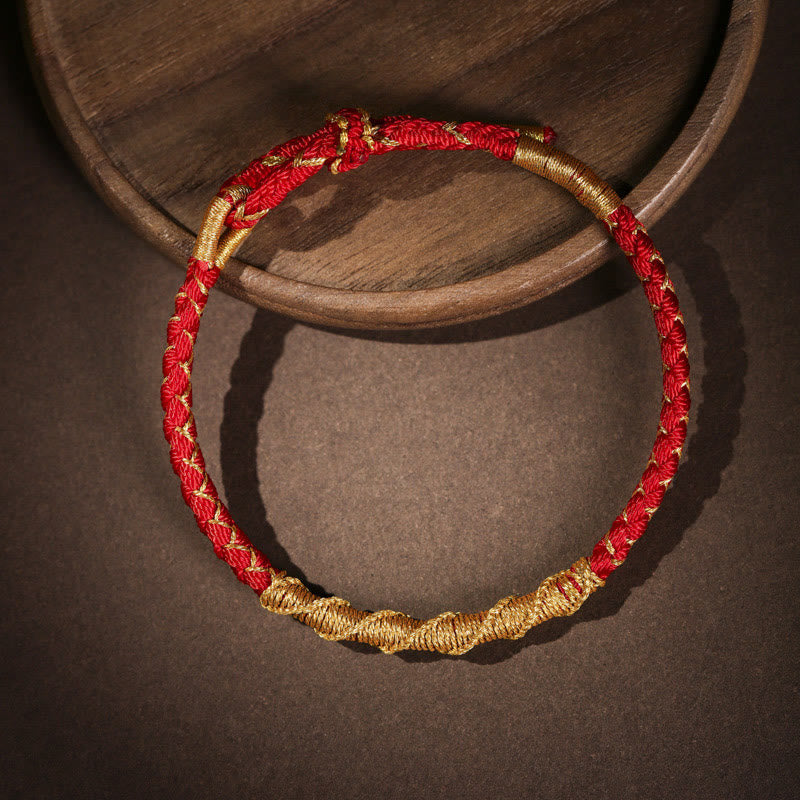 Wear FengShui Tibetan Colorful Gold Thread Dragon Scale Knot Protection Braided Bracelet