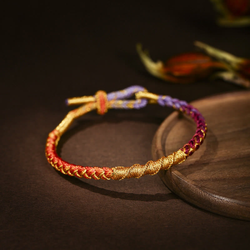 Wear FengShui Tibetan Colorful Gold Thread Dragon Scale Knot Protection Braided Bracelet