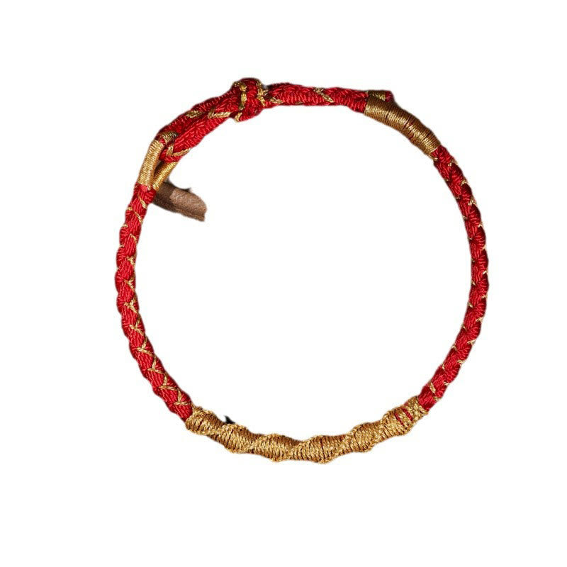 Wear FengShui Tibetan Colorful Gold Thread Dragon Scale Knot Protection Braided Bracelet