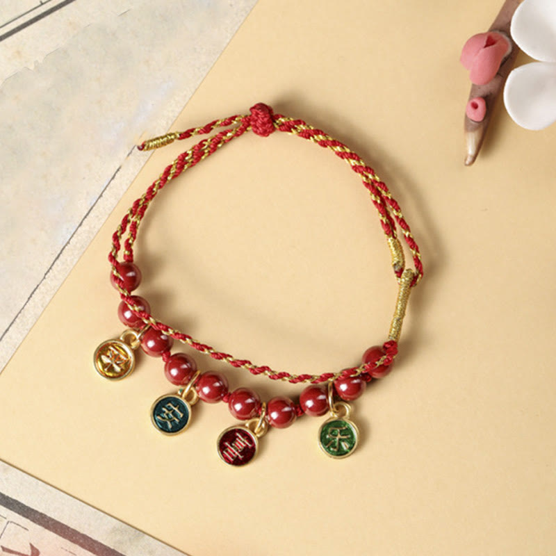 Wear FengShui Cinnabar Peace And Joy Red String Adjustable Blessing Braided Bracelet