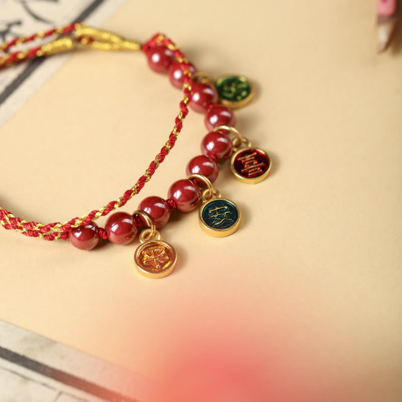 Wear FengShui Cinnabar Peace And Joy Red String Adjustable Blessing Braided Bracelet