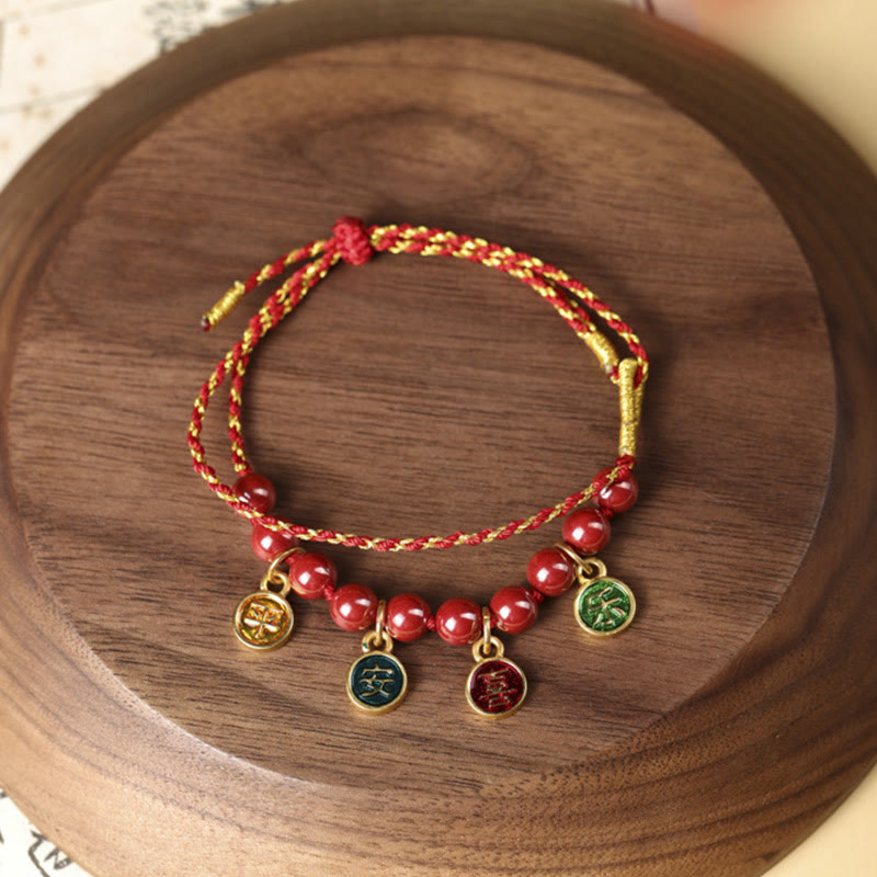 Wear FengShui Cinnabar Peace And Joy Red String Adjustable Blessing Braided Bracelet