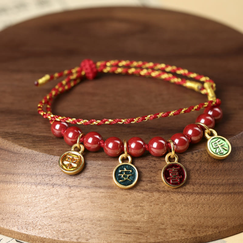Wear FengShui Cinnabar Peace And Joy Red String Adjustable Blessing Braided Bracelet