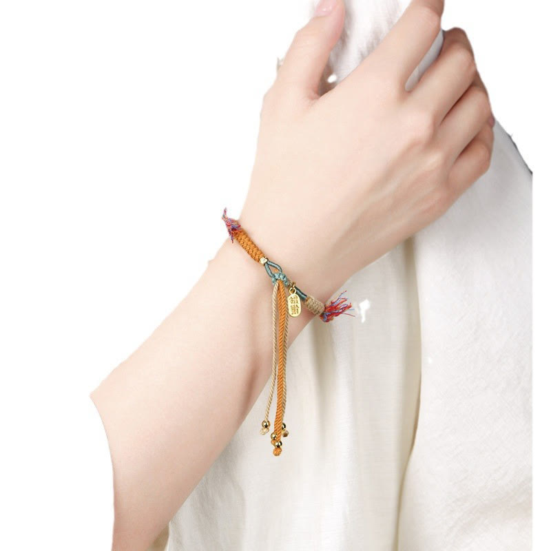 Wear FengShui Tibetan Hand-woven Colored Rope Adjustable Tassels Nafu Luck Bracelet