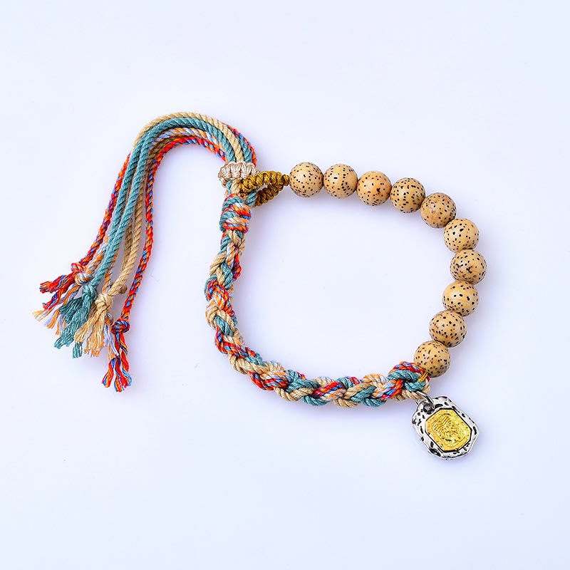 Wear FengShui Tibetan Colored Rope Bodhi Seed Zakiram Goddess Of Wealth Adjustable Protection Bracelet