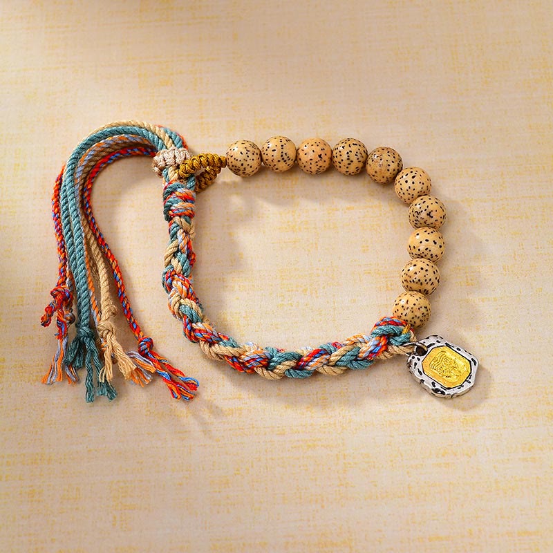 Wear FengShui Tibetan Colored Rope Bodhi Seed Zakiram Goddess Of Wealth Adjustable Protection Bracelet