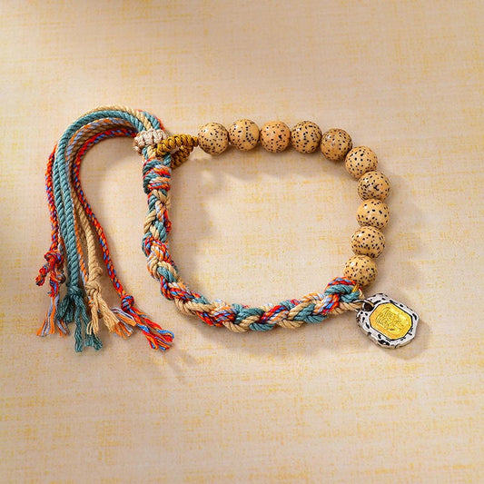 Wear FengShui Tibetan Colored Rope Bodhi Seed Zakiram Goddess Of Wealth Adjustable Protection Bracelet
