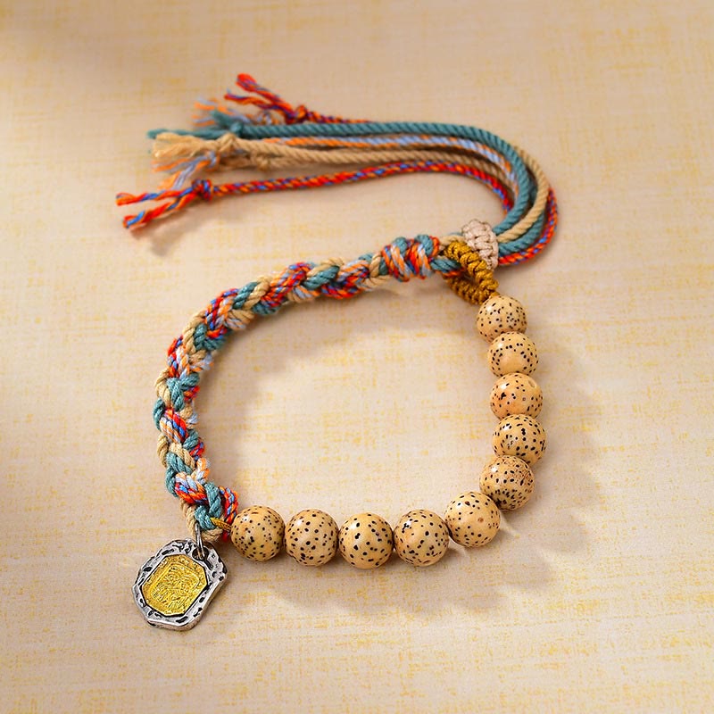 Wear FengShui Tibetan Colored Rope Bodhi Seed Zakiram Goddess Of Wealth Adjustable Protection Bracelet