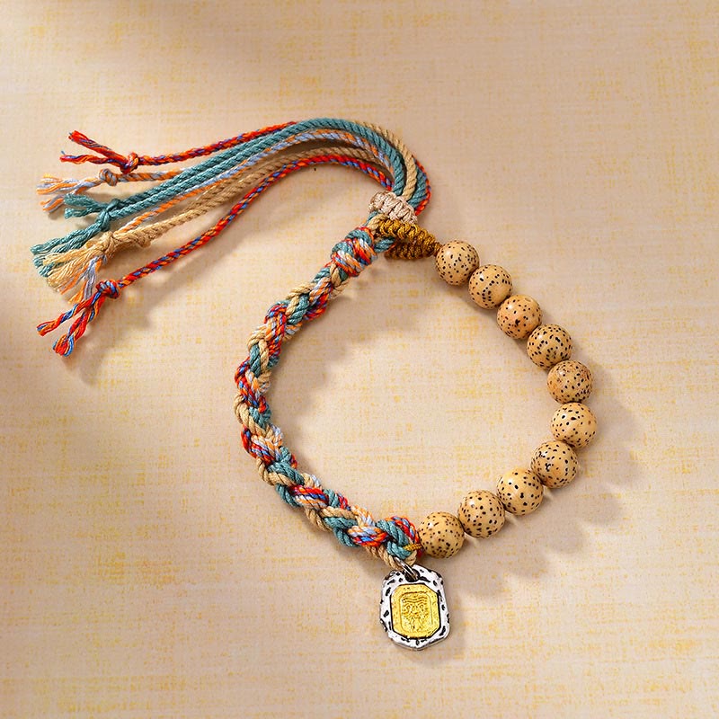Wear FengShui Tibetan Colored Rope Bodhi Seed Zakiram Goddess Of Wealth Adjustable Protection Bracelet