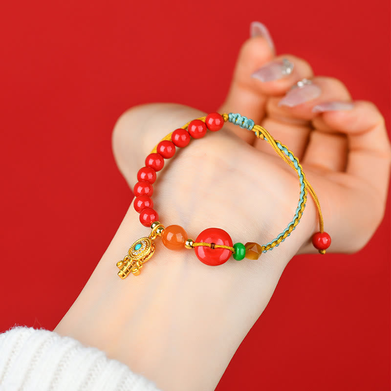 Wear FengShui Cinnabar String Peace Buckle Blessing Bracelet