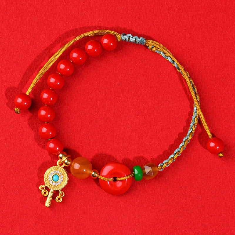 Wear FengShui Cinnabar String Peace Buckle Blessing Bracelet