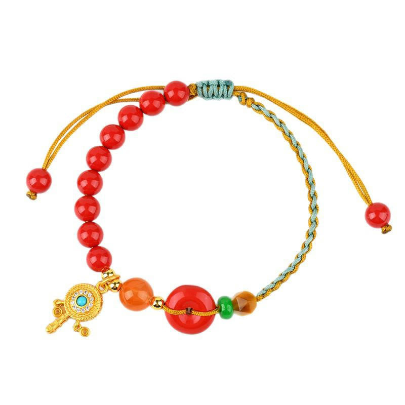 Wear FengShui Cinnabar String Peace Buckle Blessing Bracelet