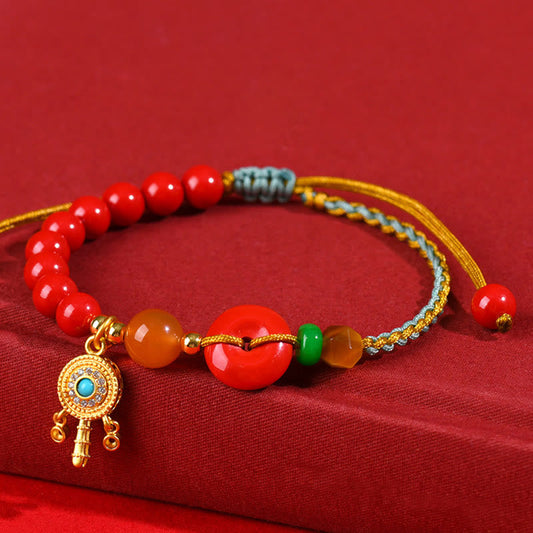 Wear FengShui Cinnabar String Peace Buckle Blessing Bracelet