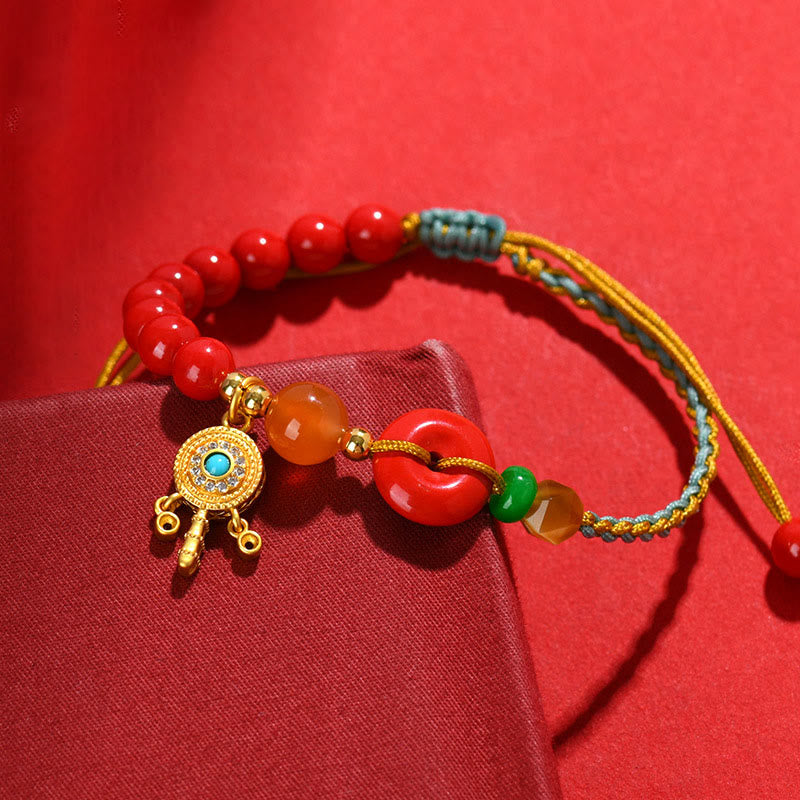 Wear FengShui Cinnabar String Peace Buckle Blessing Bracelet