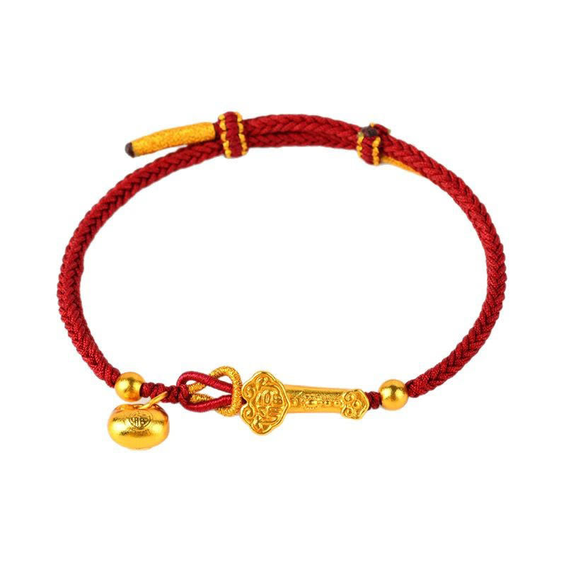 Wear FengShui Red String Fu Character Ingot Ruyi Stick Luck Braided Bracelet