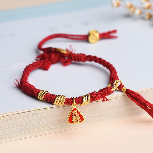 Wear FengShui Tibetan String Zakiram Goddess Of Wealth Flower Tassel Protection Bracelet