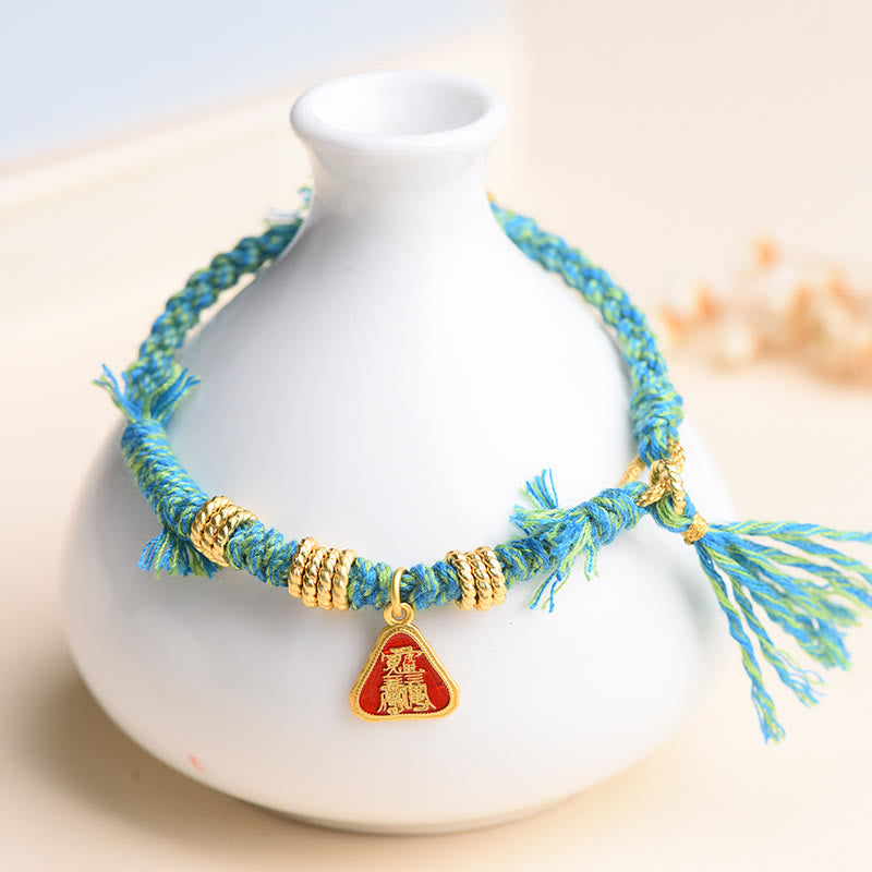 Wear FengShui Tibetan String Zakiram Goddess Of Wealth Flower Tassel Protection Bracelet