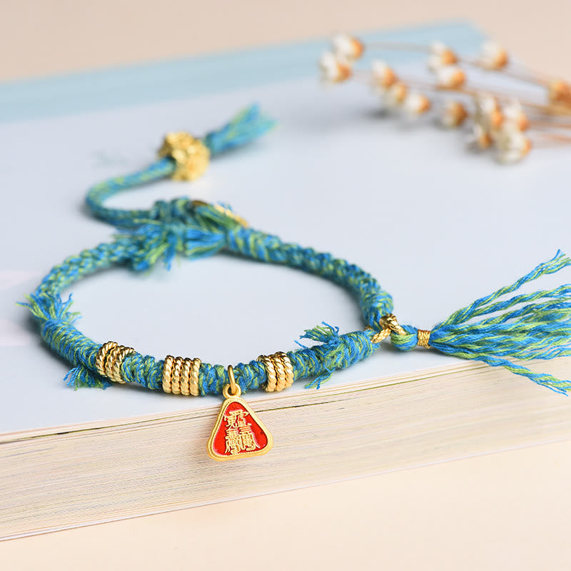 Wear FengShui Tibetan String Zakiram Goddess Of Wealth Flower Tassel Protection Bracelet