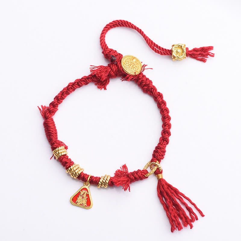Wear FengShui Tibetan String Zakiram Goddess Of Wealth Flower Tassel Protection Bracelet