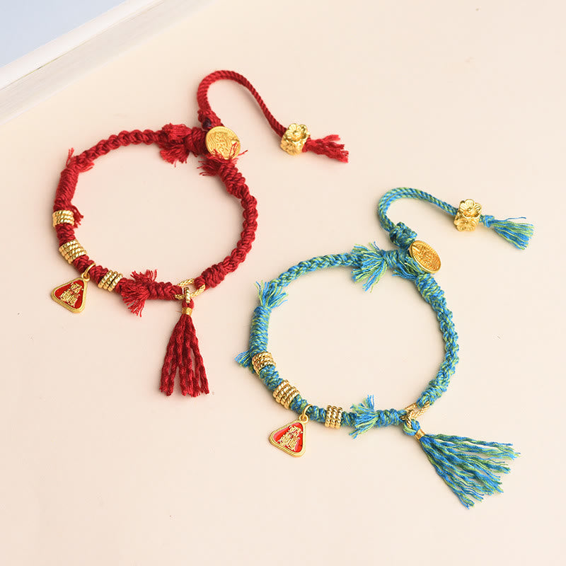 Wear FengShui Tibetan String Zakiram Goddess Of Wealth Flower Tassel Protection Bracelet