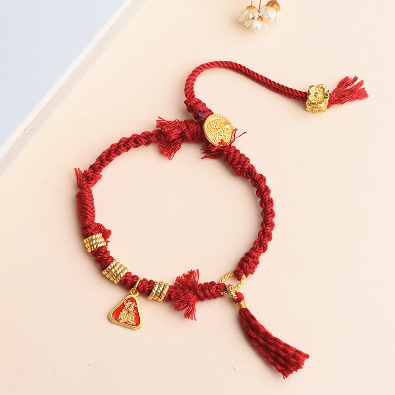 Wear FengShui Tibetan String Zakiram Goddess Of Wealth Flower Tassel Protection Bracelet