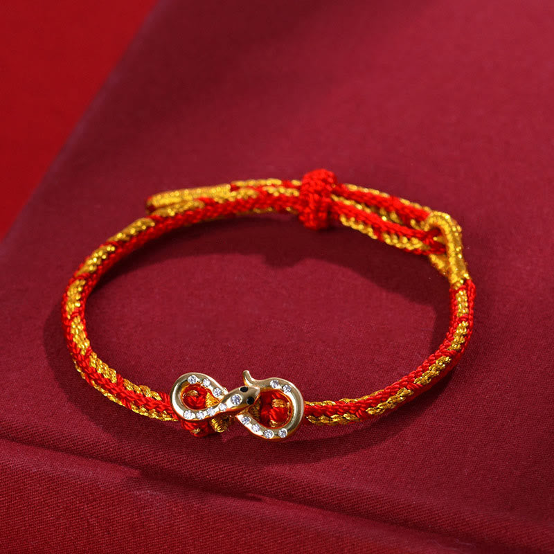 Wear FengShui Red String Mobius Strip Year Of The Snake Luck Braided Bracelet