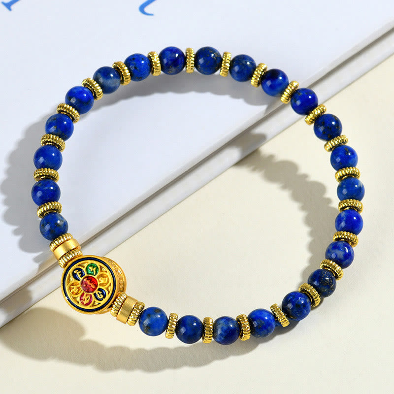 Wear FengShui Natural Lazurite Om Mani Padme Hum Bead Balance Bracelet