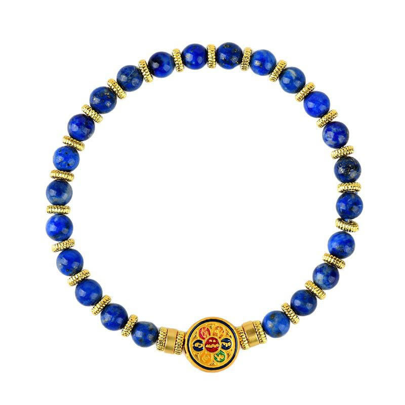 Wear FengShui Natural Lazurite Om Mani Padme Hum Bead Balance Bracelet