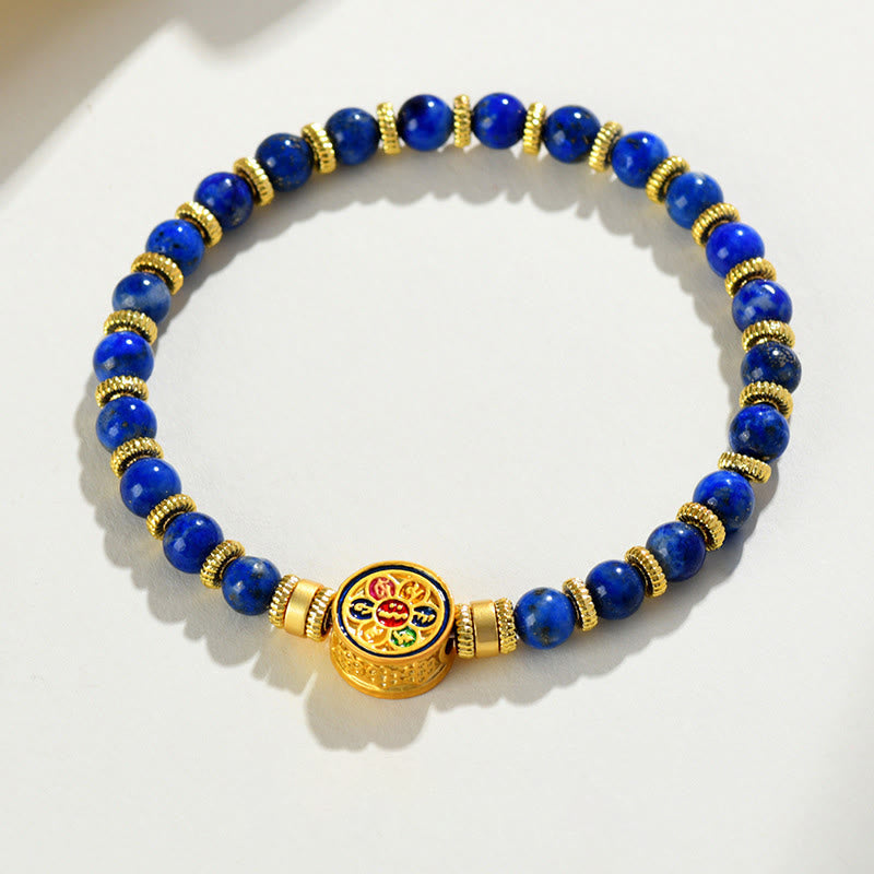 Wear FengShui Natural Lazurite Om Mani Padme Hum Bead Balance Bracelet