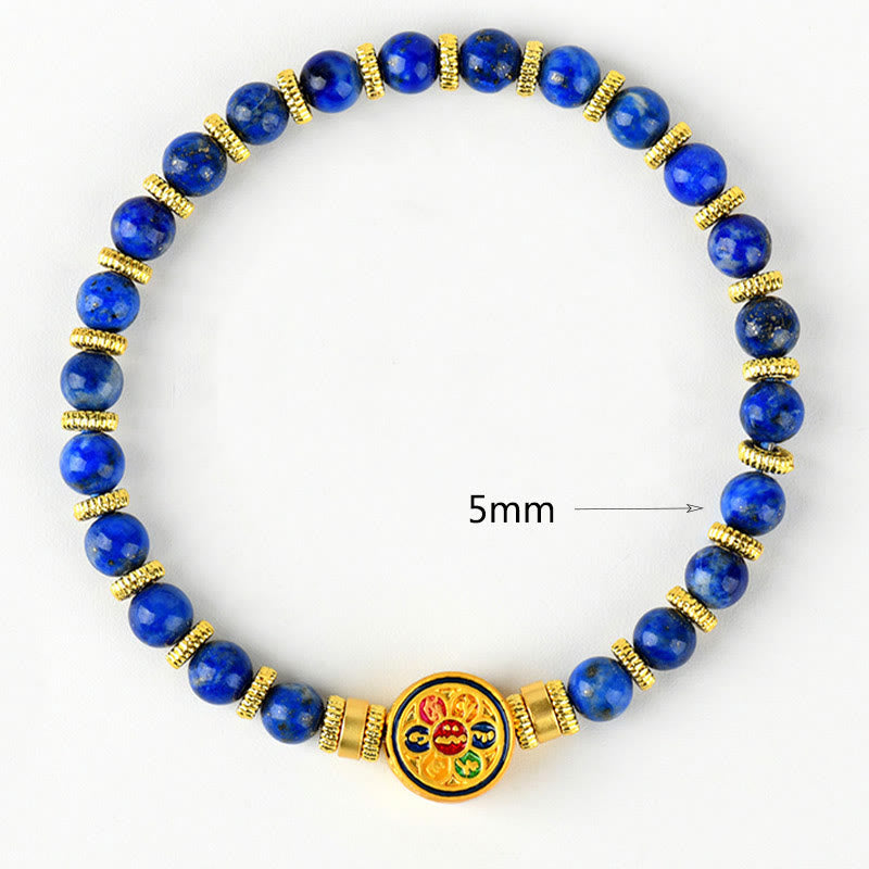 Wear FengShui Natural Lazurite Om Mani Padme Hum Bead Balance Bracelet