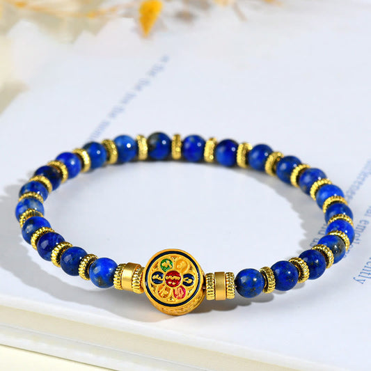 Wear FengShui Natural Lazurite Om Mani Padme Hum Bead Balance Bracelet