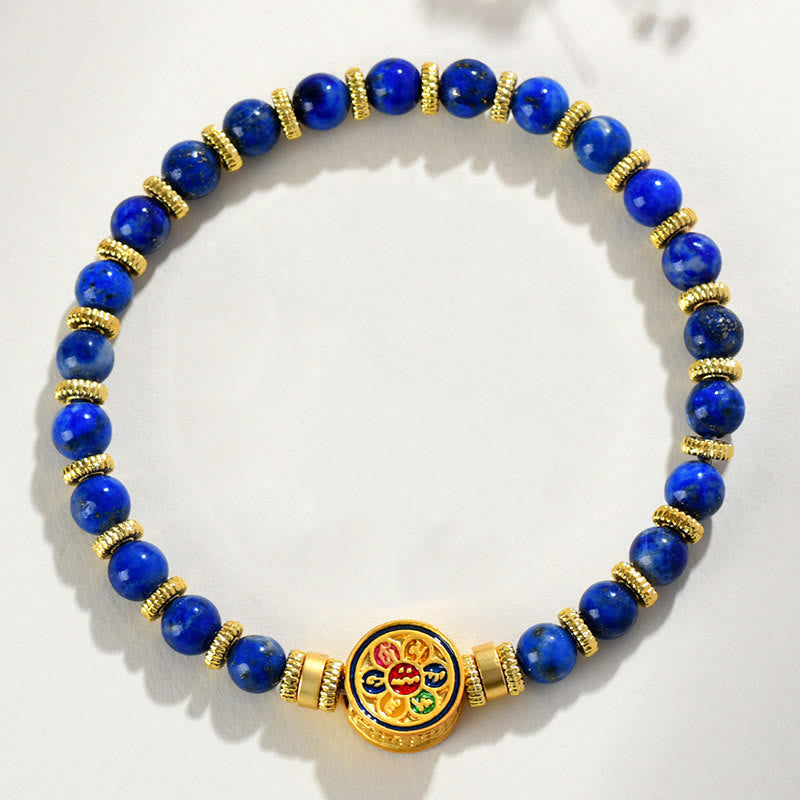 Wear FengShui Natural Lazurite Om Mani Padme Hum Bead Balance Bracelet