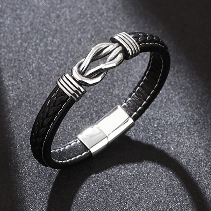 Wear FengShui Fashion Titanium Steel Leather Strengthen Bracelet