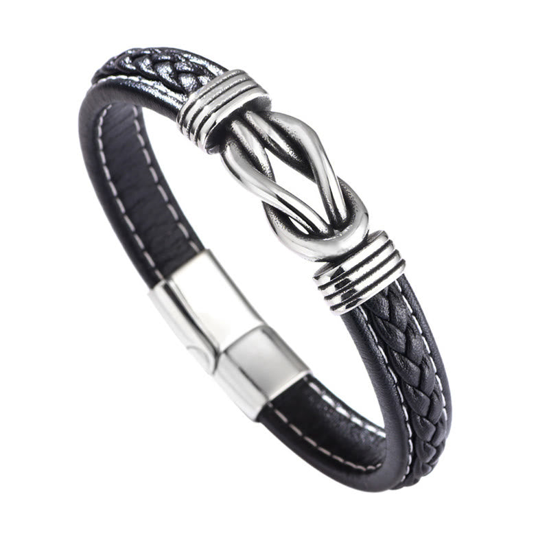 Wear FengShui Fashion Titanium Steel Leather Strengthen Bracelet